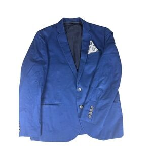 J Crew Ludlow Blazer Mens 40R Blue Italian Cotton Sport Coat LARUSMANI Fabric